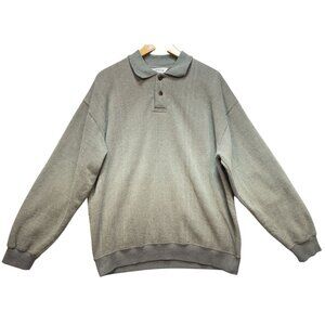 Orvis Men's Henley Sweater Long Sleeve Elbow Patch Size L Light Gray Green